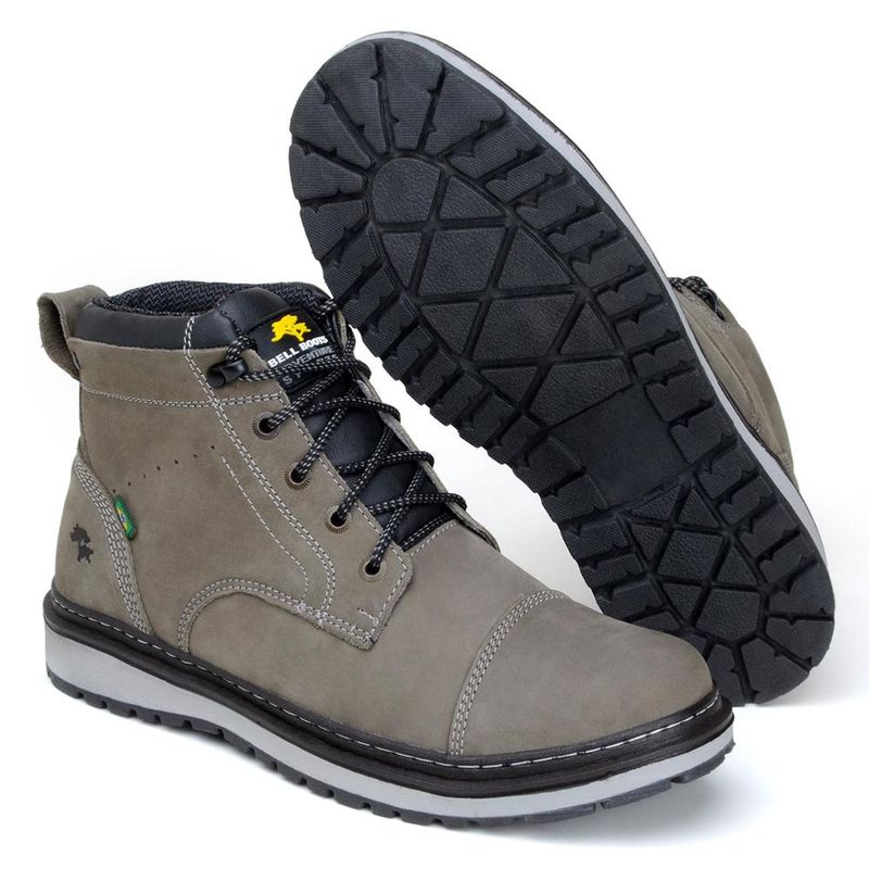 Bota Masculina Adventure Cinza em Couro