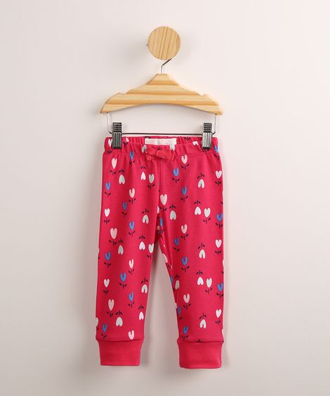 Calça Infantil Estampada Floral Pink