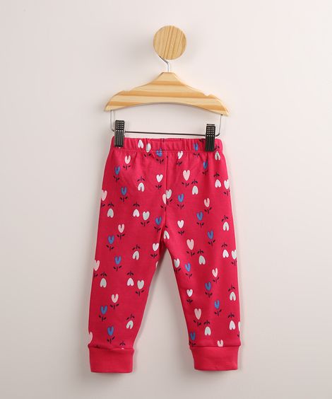 Calça Infantil Estampada Floral Pink