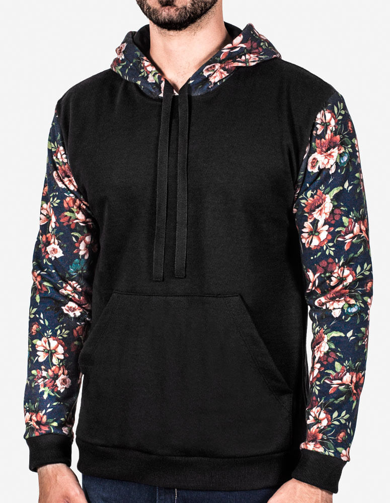 black flower moletom com capuz