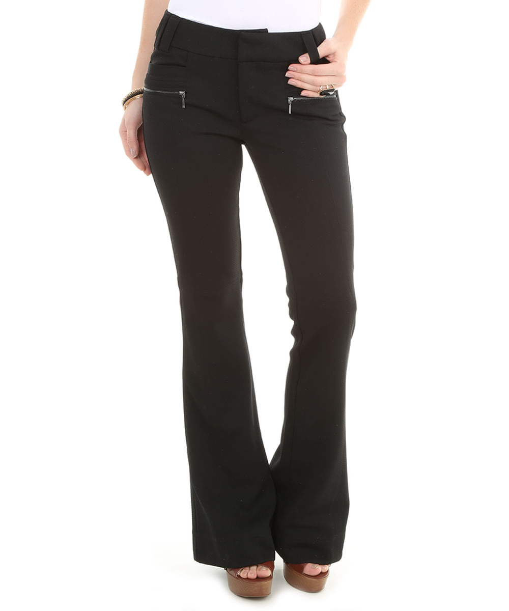 Calça Flare Texturizada Preta