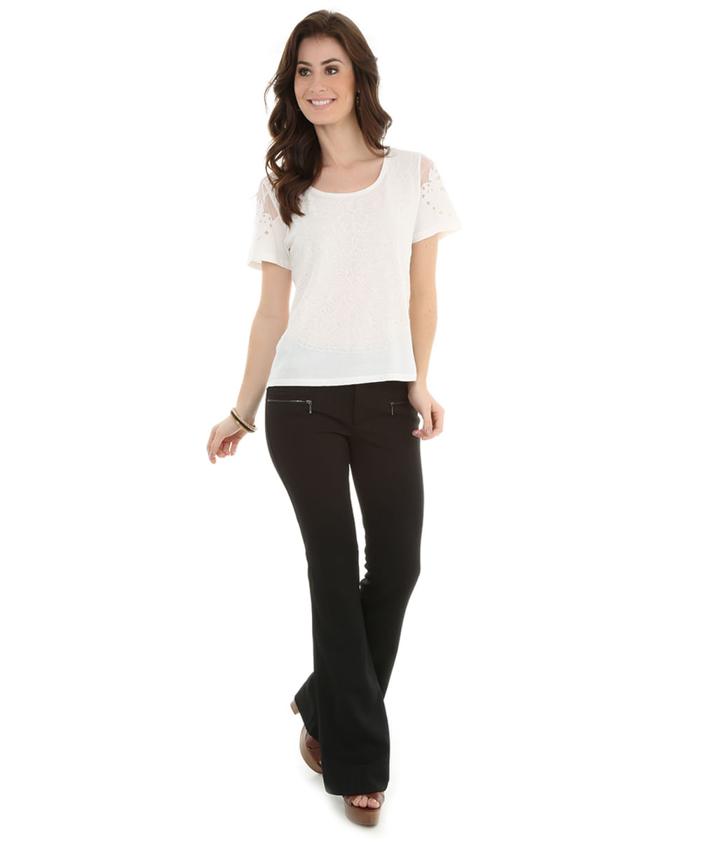 Calça Flare Texturizada Preta