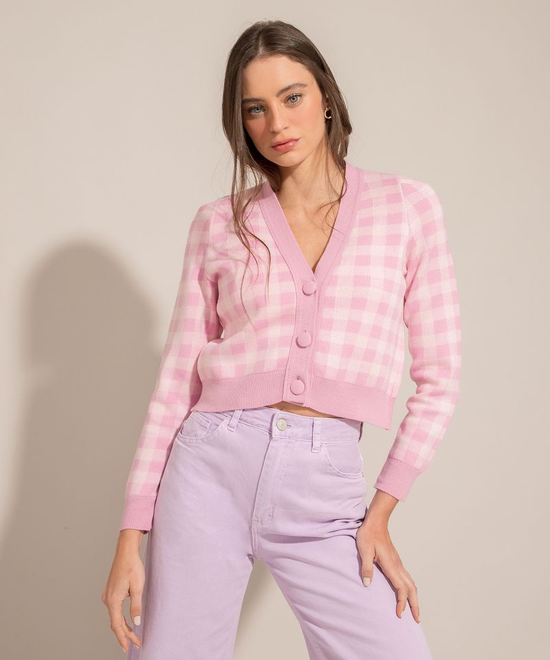 cardigan cropped rosa