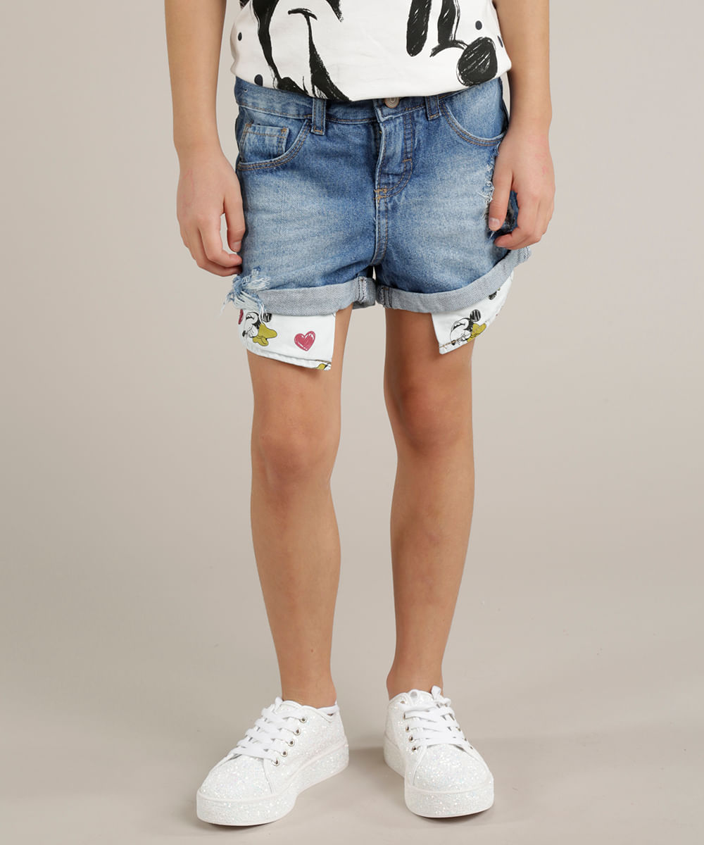 Short Jeans Infantil Gap Estonado Feminino - Azul