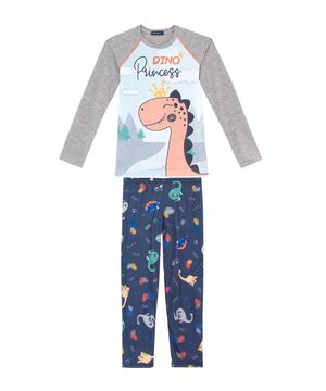 Pijama Infantil Feminino Toque Malha Dinossauro