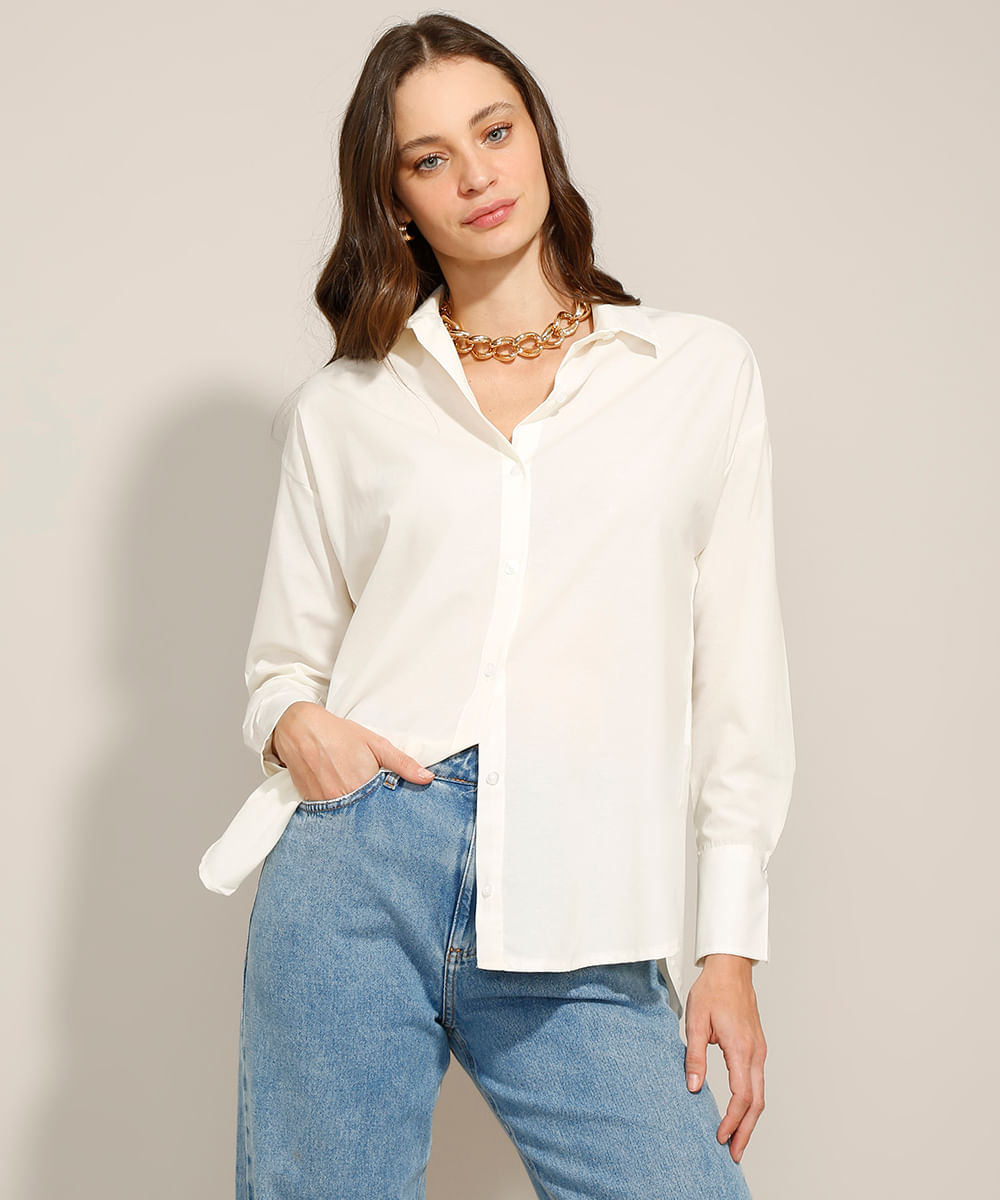 Camisa <em>oversized</em> manga longa, da C&A