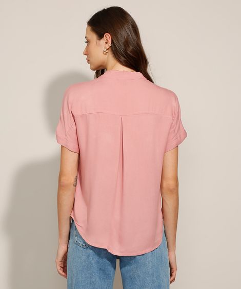 Camisa de Viscose Manga Curta  Rosê