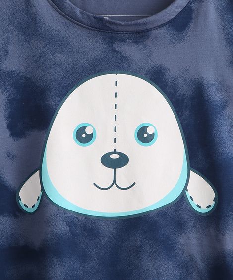 Camiseta Infantil Estampada Tie Dye Luccas Neto Foca manga Curta Azul