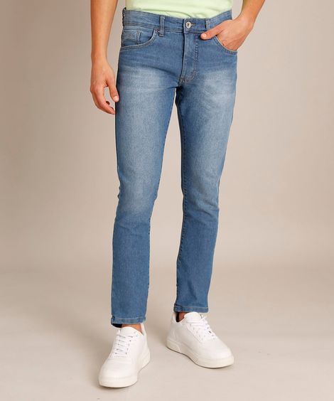 Calça Jeans Masculina Slim Azul Médio