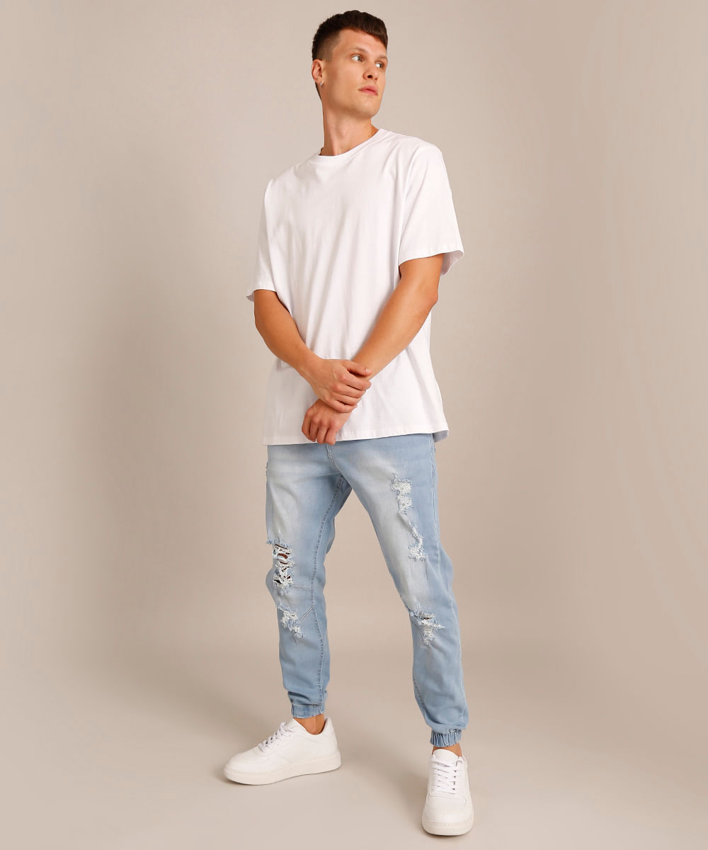 Jogger Jeans Destroyed CalÃ§a Jogger Destroyed Calça Swag CalÃ§a