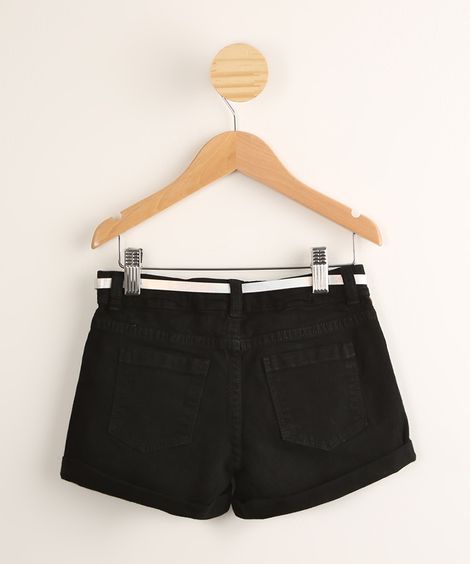 Short Infantil de Sarja com Cinto Preto