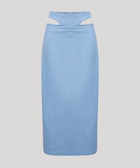 Saia Midi de Algodão Cut Out BFF Azul