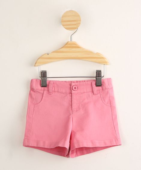 Short Infantil de Sarja com Bolsos Pink