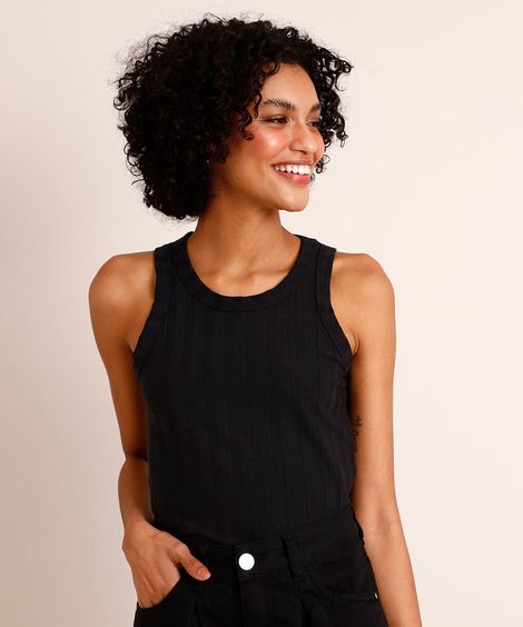Regata Cropped Básica Halter Neck  Preta