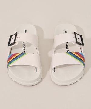 Chinelo Slide Infantil Grendene Now United com Fivela Branca