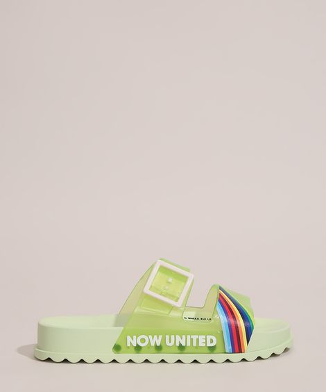 Chinelo Slide Infantil Now United com Fivela Grandene Verde