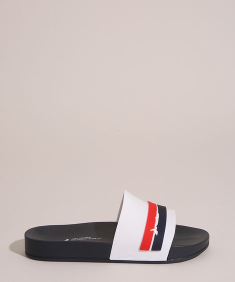Chinelo Slide Infantil com Listras Full Rider Branco