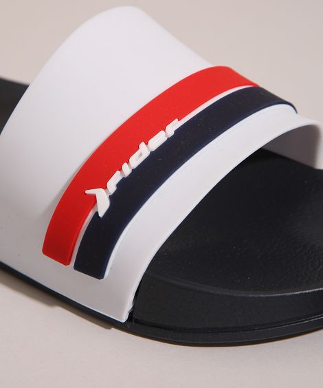Chinelo Slide Infantil com Listras Full Rider Branco
