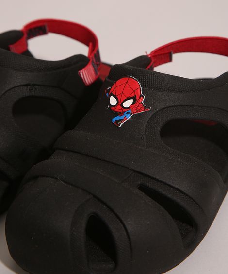 Babuche Infantil Homem Aranha Grendene Preto