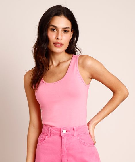 regata básica decote redondo rosa chiclete