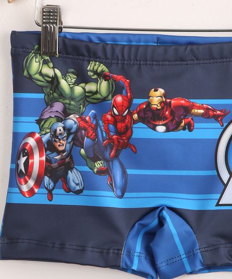 Sunga Boxer Infantil Estampada Os Vingadores Azul Escuro