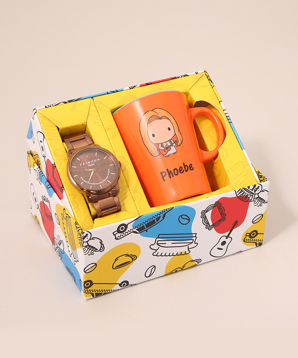 Kit de Relógio Friends Feminino Analógico - 32235LPMGRE1K1 + Caneca Marrom Menor preço em Kit de Relógio Friends Feminino Analógico - 32235LPMGRE1K1 + Caneca Marrom