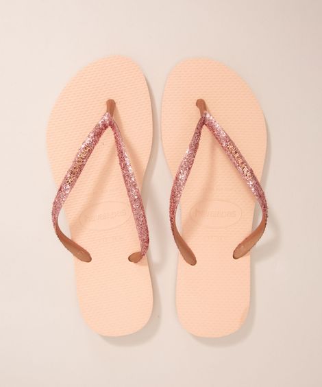 chinelo slim glitter havaianas rosa