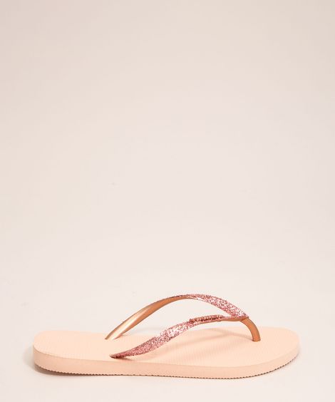 chinelo slim glitter havaianas rosa