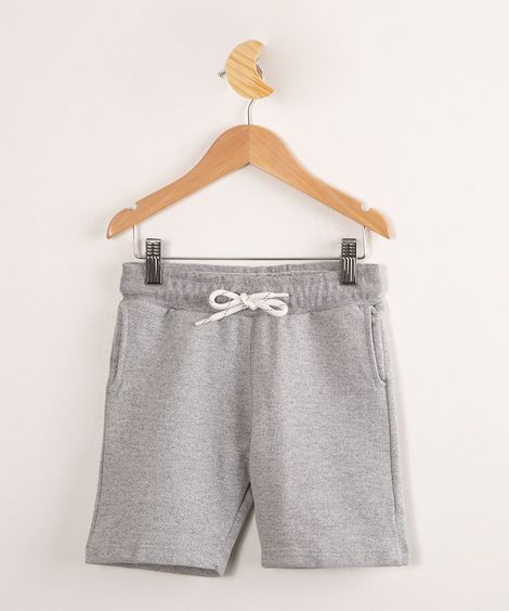 Bermuda Infantil de Moletom Cinza Mescla