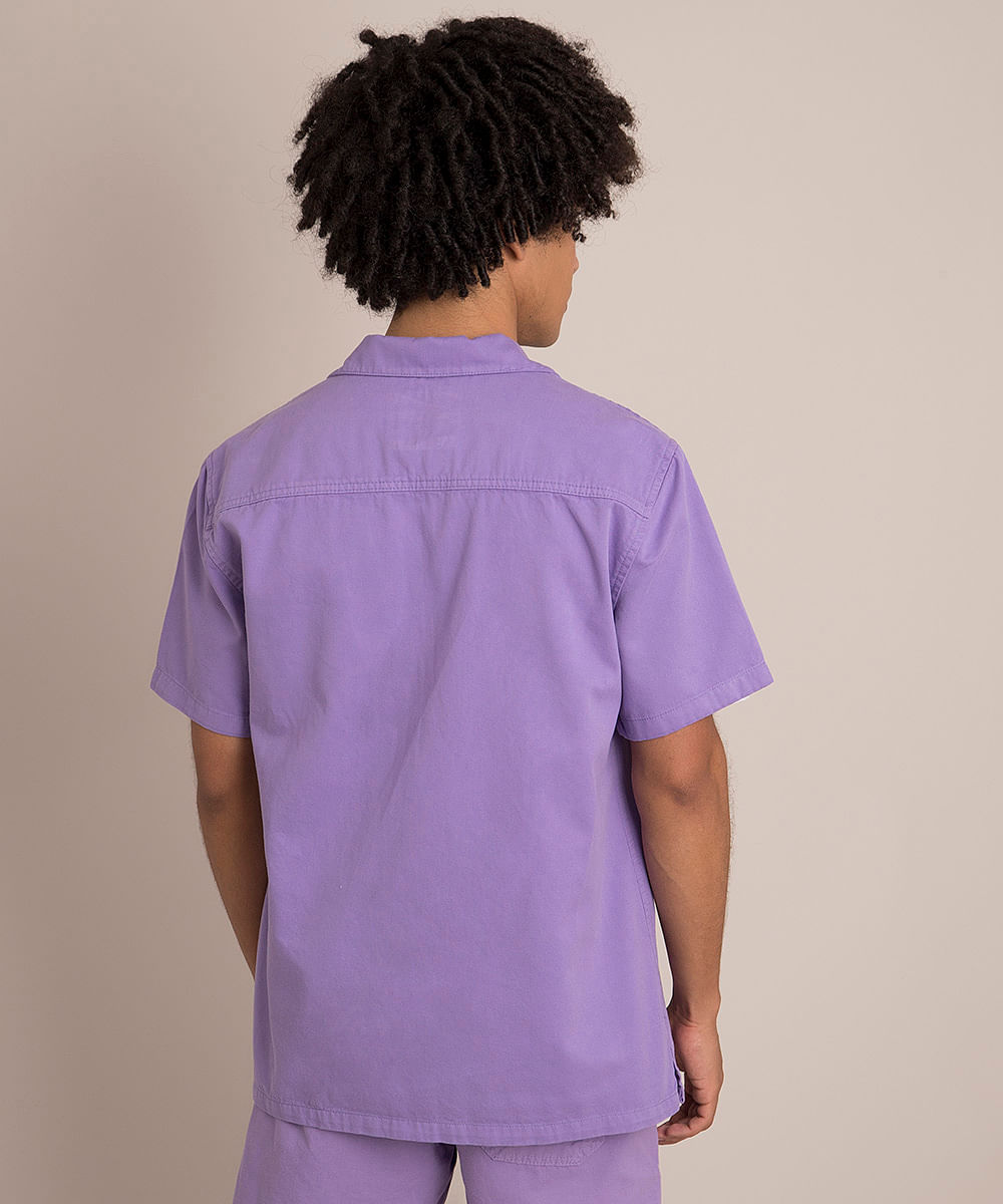 Camisa Comfort de Sarja Manga Curta Roxo