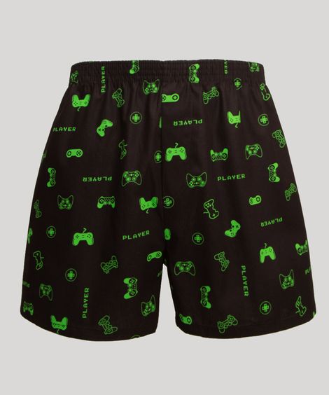 Samba Canção Estampada Video Game  Preta
