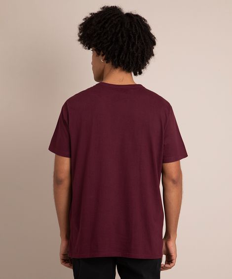 Camiseta Básica Manga Curta Gola Portuguesa Vinho