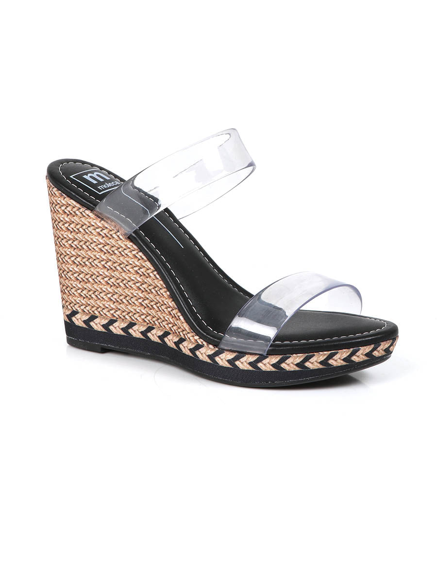 Tamanco Anabela Feminino Moleca Vinil Preto Menor preço em Tamanco Anabela Feminino Moleca Vinil Preto