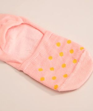 Meia Feminina Sapatilha Estampada de Poá Rosa