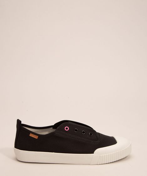 Tênis Feminino de Lona Casual Cano Baixo  Preto
