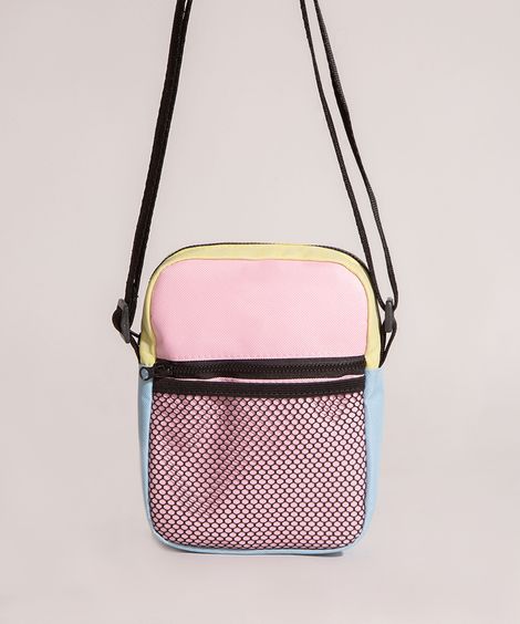 Shoulder Bag Infantil Color Block com Bolso de Tela Multicor