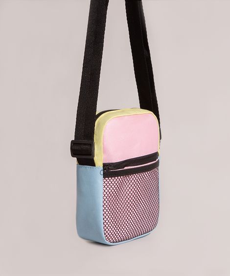 Shoulder Bag Infantil Color Block com Bolso de Tela Multicor