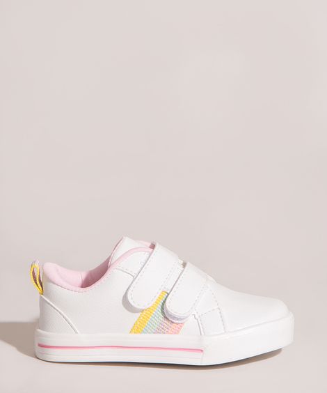Tênis Infantil com Velcro e Gorgurão Branco