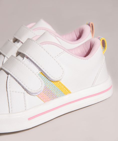 Tênis Infantil com Velcro e Gorgurão Branco