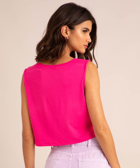 regata cropped básica decote redondo  pink
