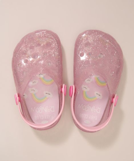 Babuche Infantil com Glitter Rosa