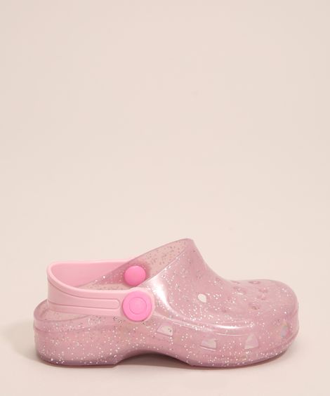 Babuche Infantil com Glitter Rosa