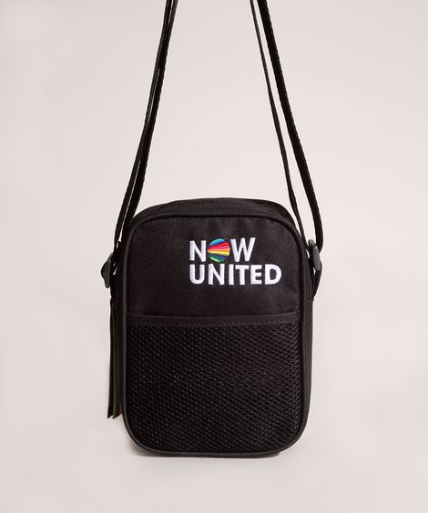 Shoulder Bag Infantil com Bordado Now United Preta