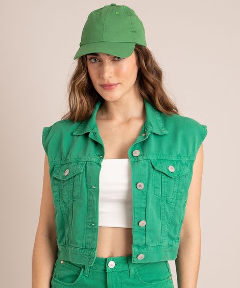 Colete Cropped de Sarja Verde