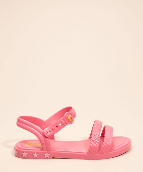 sandália infantil barbie grendene + bolsa rosa