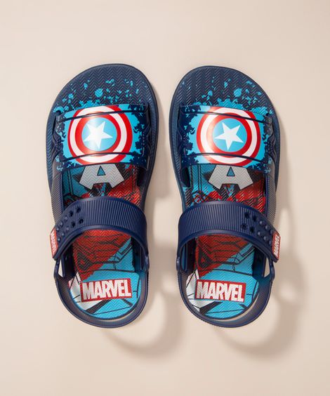 papete infantil capitão américa marvel grendene azul