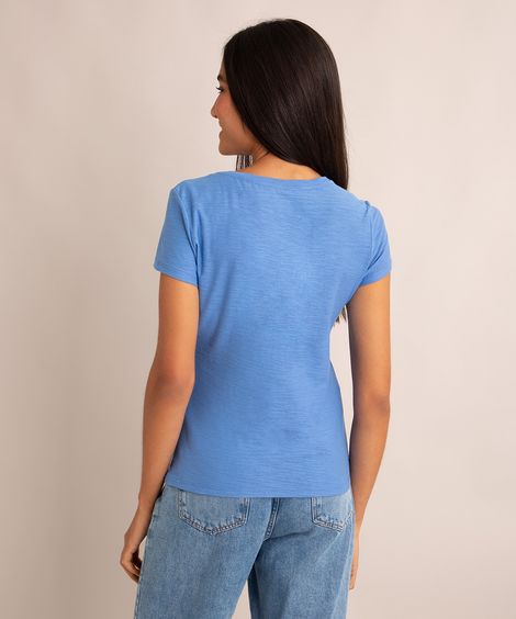 regata cropped de tricô alça média decote redondo azul hortênsia