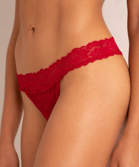 calcinha fio dental de renda vermelho