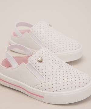 tênis mule infantil com furinhos branco