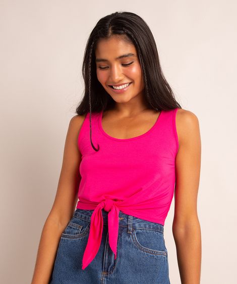 regata cropped básica com nó pink